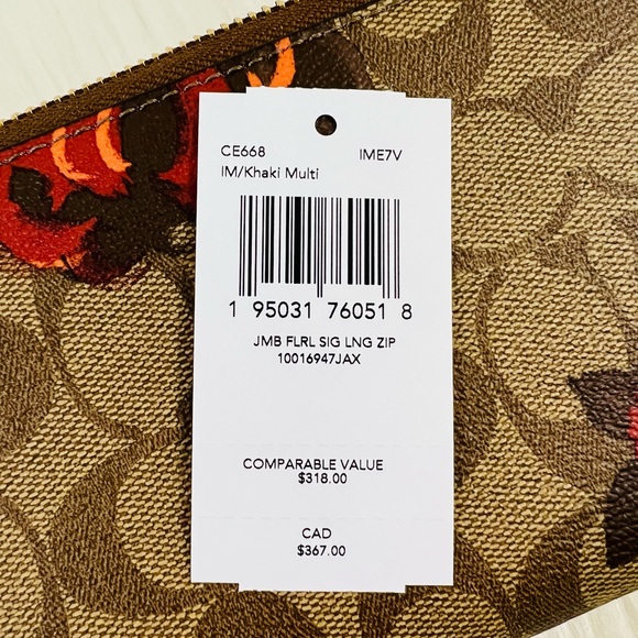 COACH Jumbo Flower Signature Zip Wristlet Wallet - Picture 10 of 14